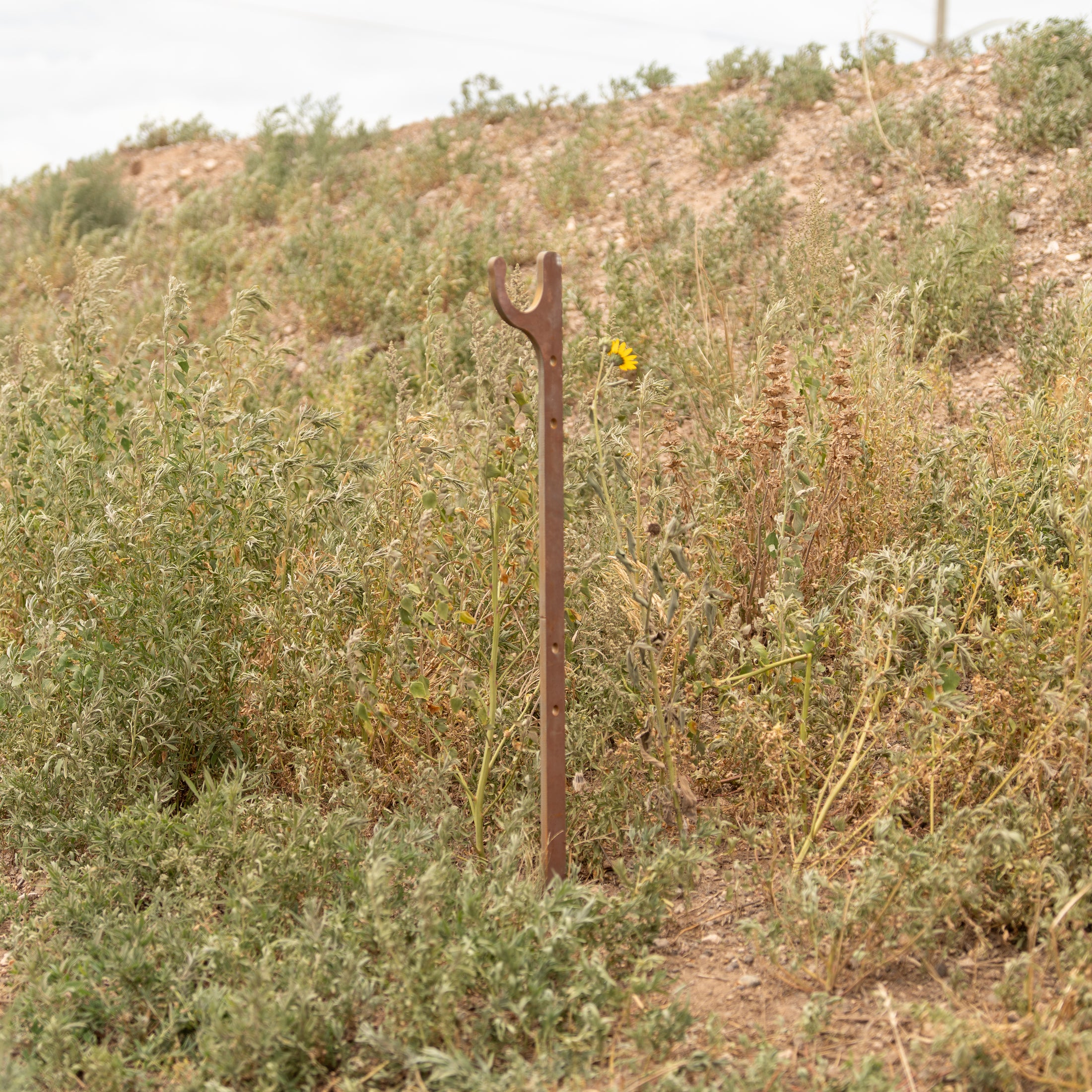 TOPO Motorsports 3/8 inch AR500 steel target post with fork slot driven in ground