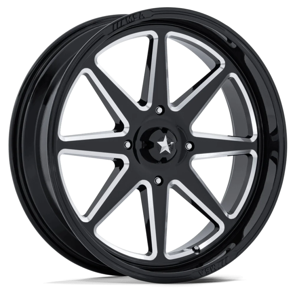 Wild Boar Razorback M/T 33x9.5-20 (6-Ply) Mud Tires on MSA M54 Spark Gloss Black Milled Wheels